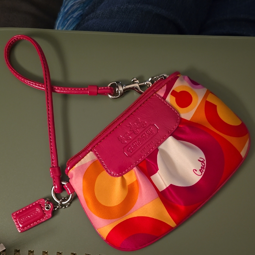 Coach Vibrant Pink and Multicolor Wristlet
